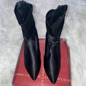 Black Satin Heeled boots